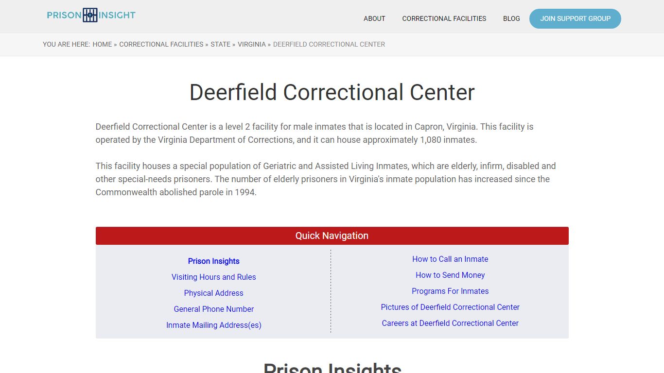 Deerfield Correctional Center - Prison Insight
